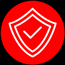 red shield with check mark representing protection for 13 key elements of security