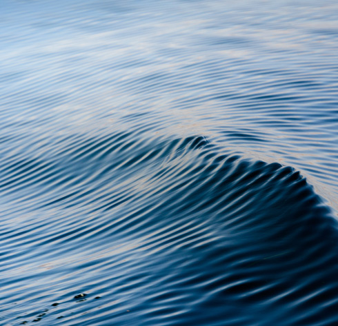 gentle ripples on the surface of calm water, creating a soothing and serene look, reflecting soft light and colors.